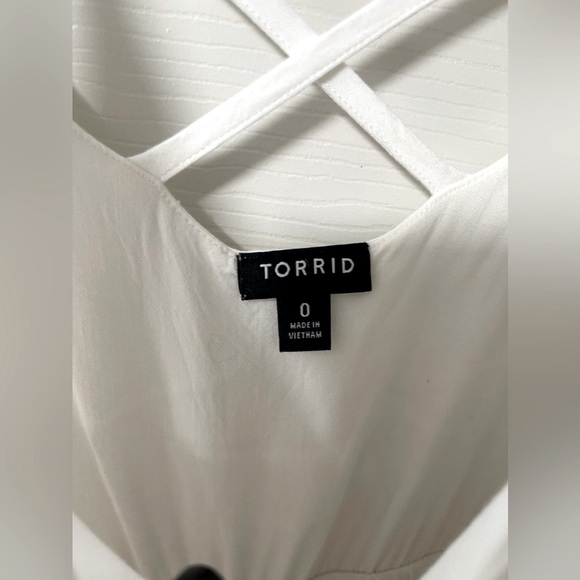 TORRID White/Pink/Blue Multi Colorblock Challis Tiered Maxi Dress Size 0 - Picture 9 of 11